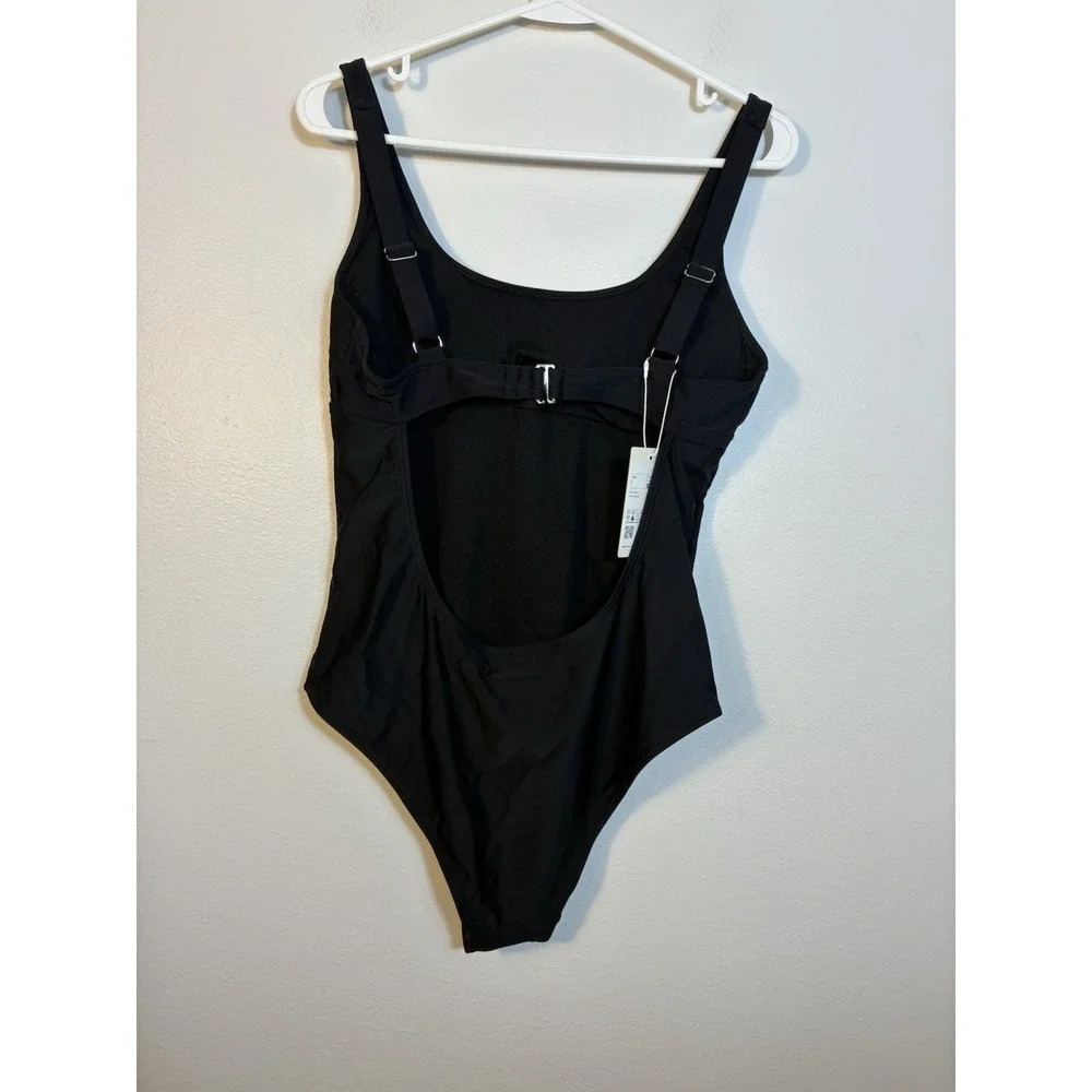 NEW! Halara One Piece Swimsuit Sz Large Black Beach‎ Vacation Open Back